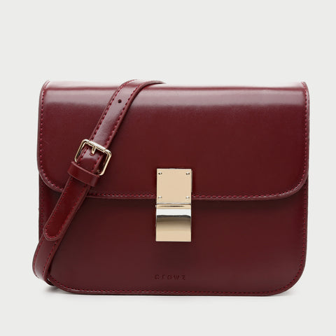 Metal clasp flap front PU leather crossbody bag