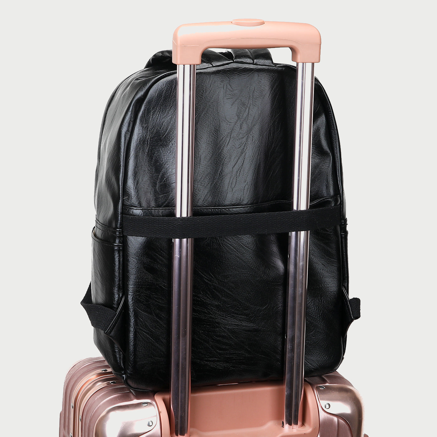 Smart casual marble-effect PU leather backpack