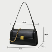 Square metal detail flap style chain strap PU Leather bag