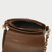 Retro studded flap chained strap PU leather crossbody bag