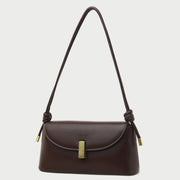 Metal clasp flap knotted strap PU leather shoulder bag
