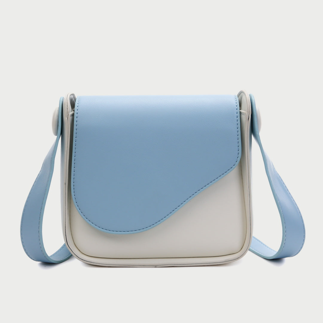 Asymmetric curve flap PU leather crossbody bag