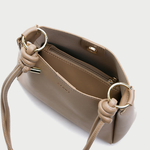 Coiled drawstring shoulder strap PU leather bucket bag (2-in-1 set)