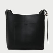 Minimalistic front pocket streamlined 2-in-1 PU leather bucket bag