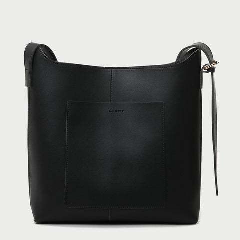 Minimalistic front pocket streamlined 2-in-1 PU leather bucket bag