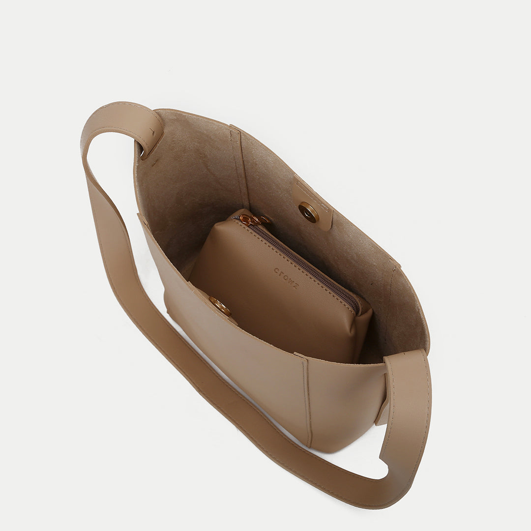 Topstitching PU leather 2-in-1 bucket bag
