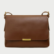 Metal hardware flap style PU leather crossbody bag