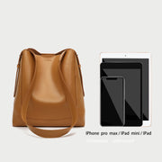 Minimalistic smooth PU leather bucket bag (2-in-1 set)