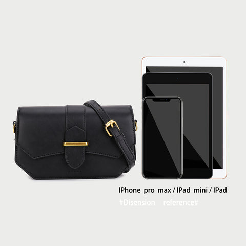 Retro saddle-inspired strap detail flap PU leather crossbody bag