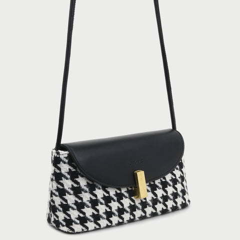 Metal clasp flap knotted strap PU leather shoulder bag
