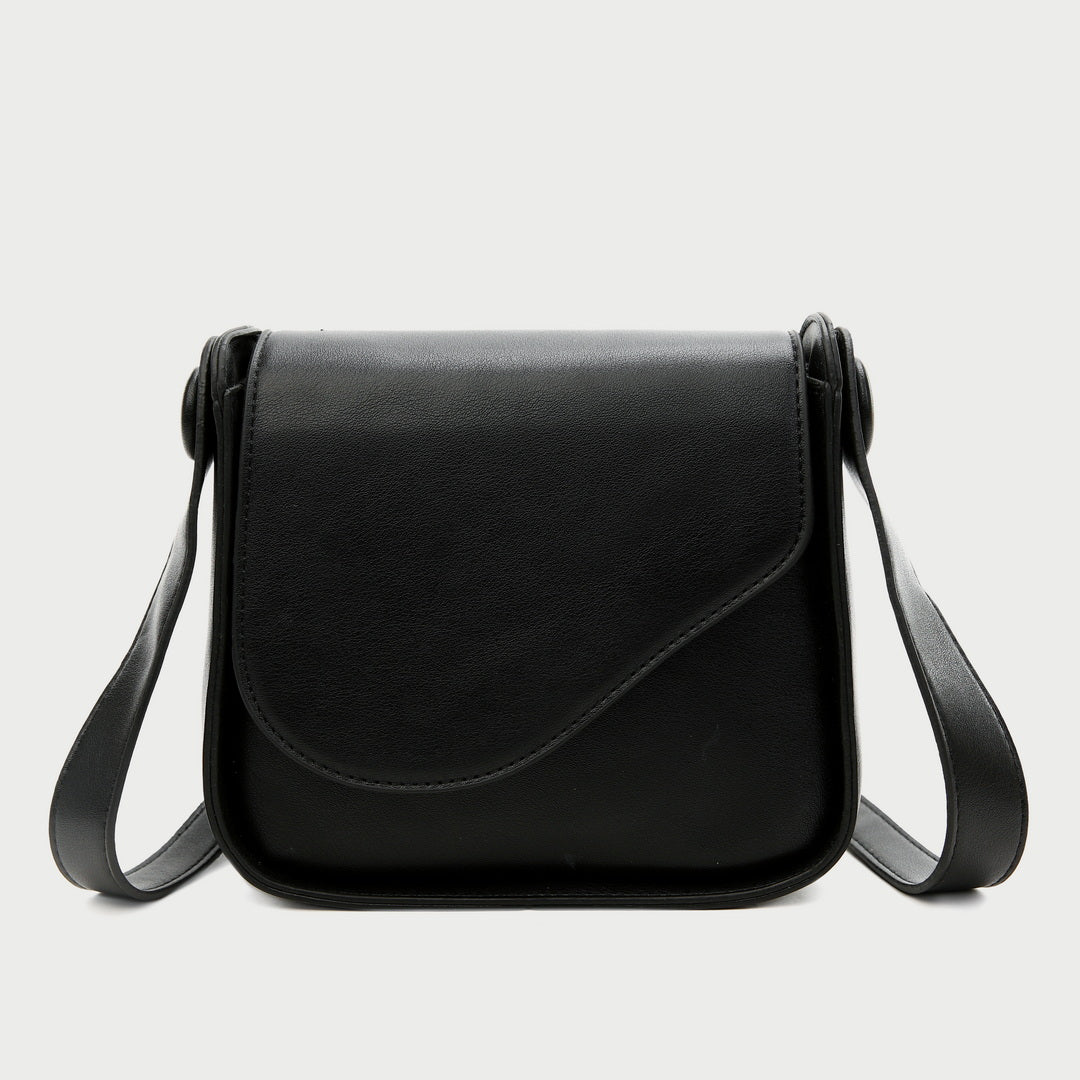 Asymmetric curve flap PU leather crossbody bag