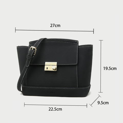Modern metal-closure flap sculptural faux suede crossbody bag