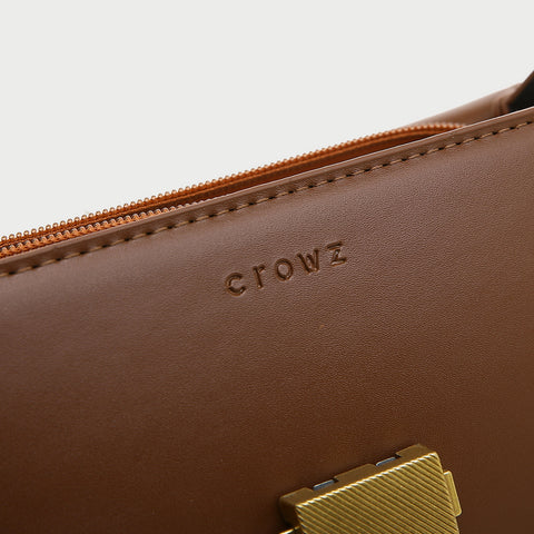 Metal pushlock strap style flapover PU leather crossbody bag