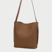Topstitching PU leather 2-in-1 bucket bag