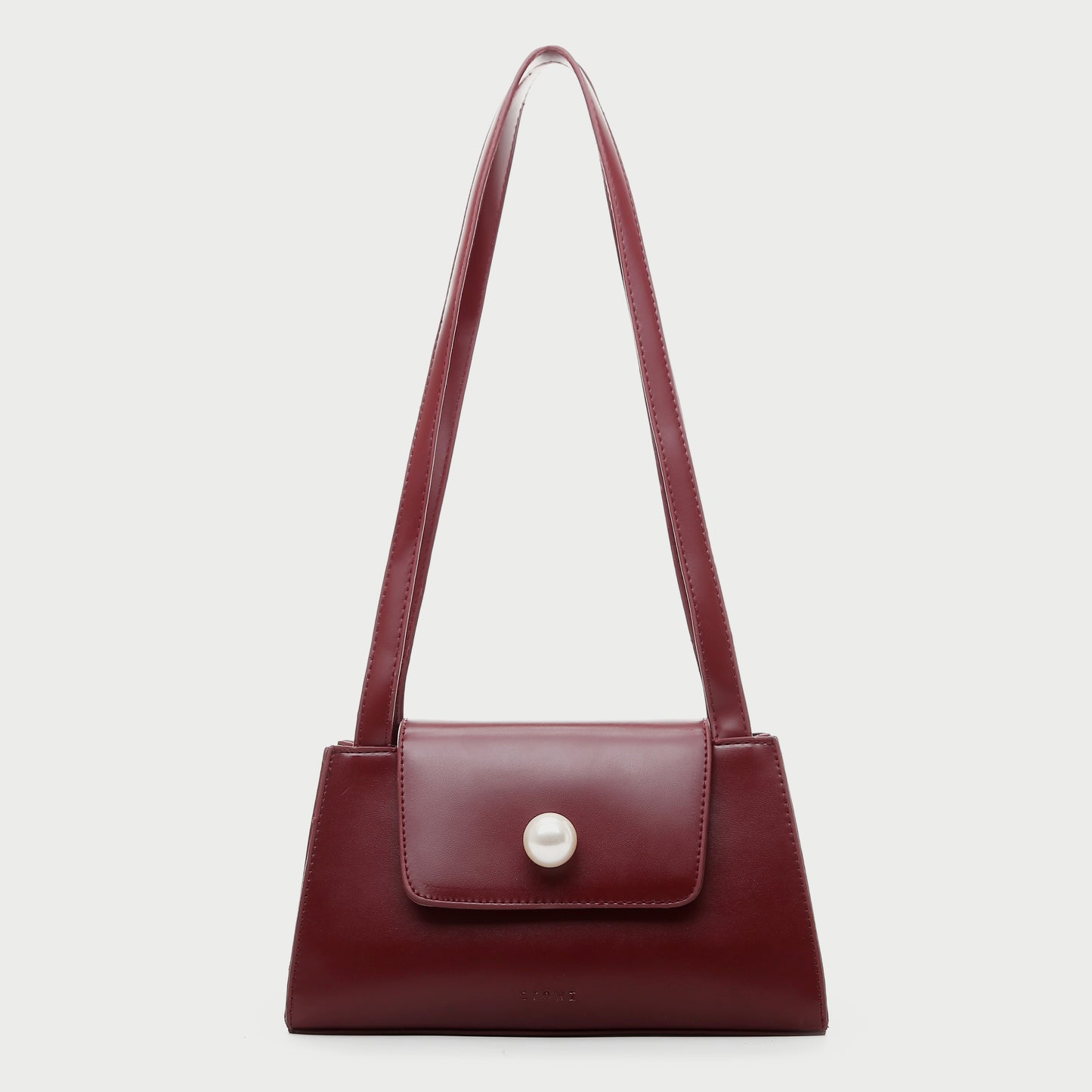 Faux pearl embellished flap PU leather shoulder bag
