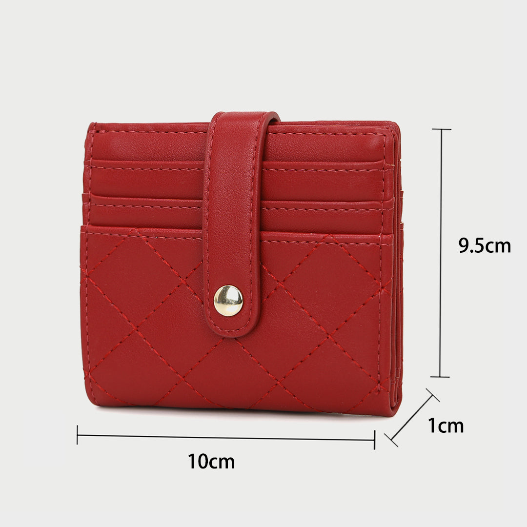 Snap strap quilted PU leather card holder