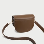 Elegant metal closure PU leather saddle crossbody bag