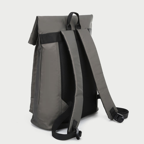 Zip buckle strap flap top unisex nylon backpack