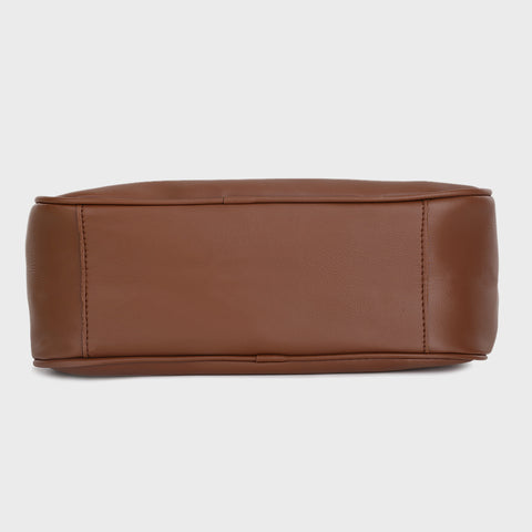 Loop detail handle PU leather bucket bag