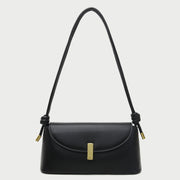 Metal clasp flap knotted strap PU leather shoulder bag
