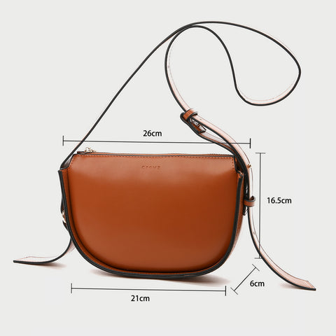 Draped strap detail zipped PU leather crossbody bag