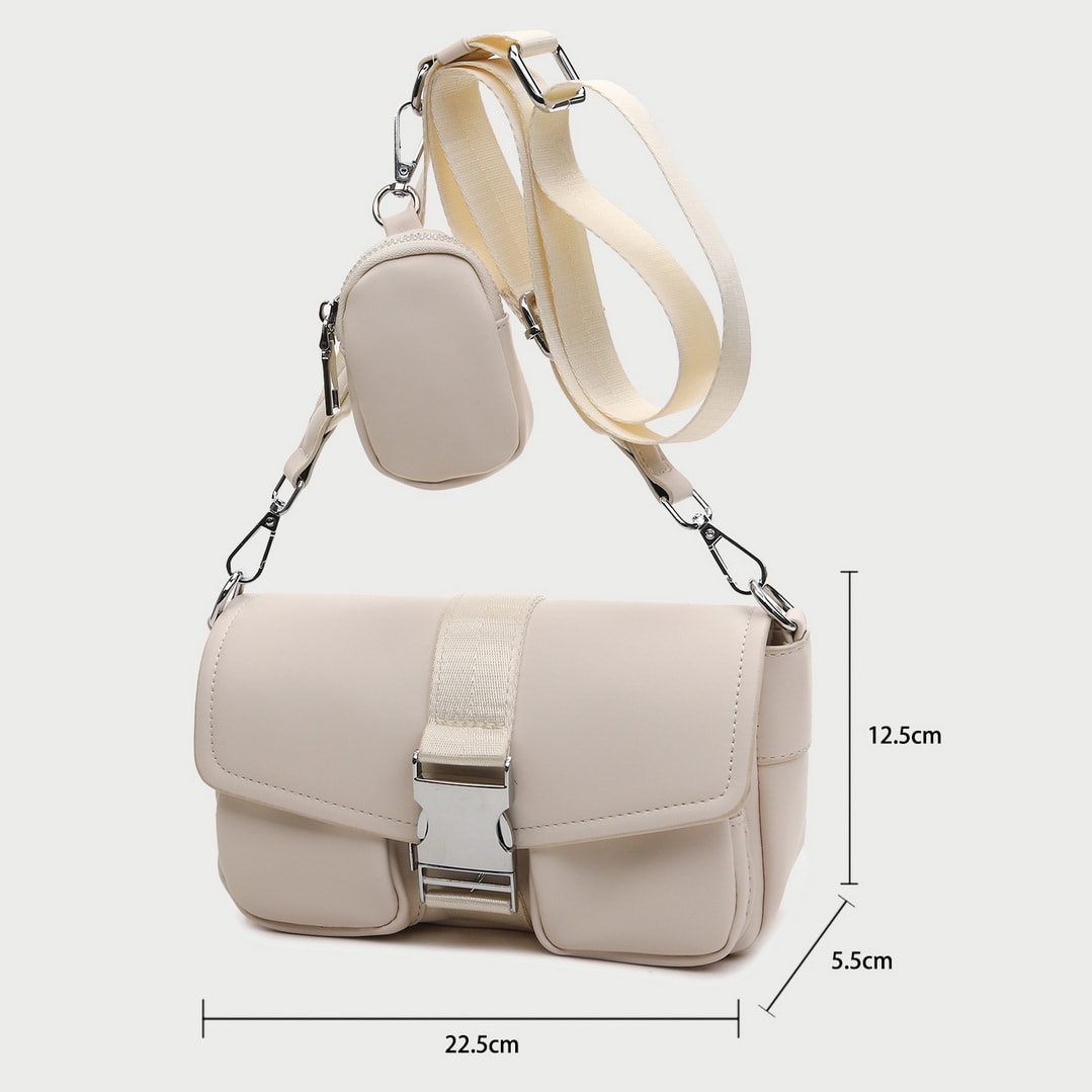 Metal buckle strap mini pouch accessory PU leather crossbody bag