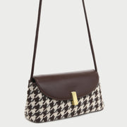Metal clasp flap knotted strap PU leather shoulder bag
