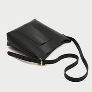 Minimalistic front pocket streamlined 2-in-1 PU leather bucket bag