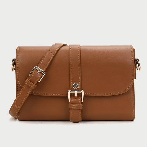 Retro buckle strap flap style PU leather crossbody bag