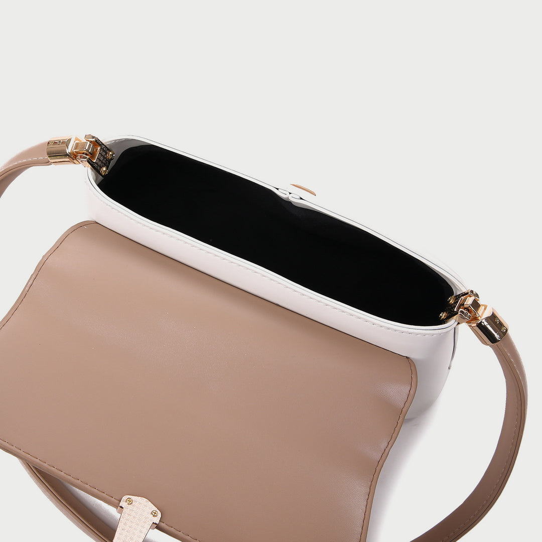 Modern colourblock flap PU leather shoulder bag