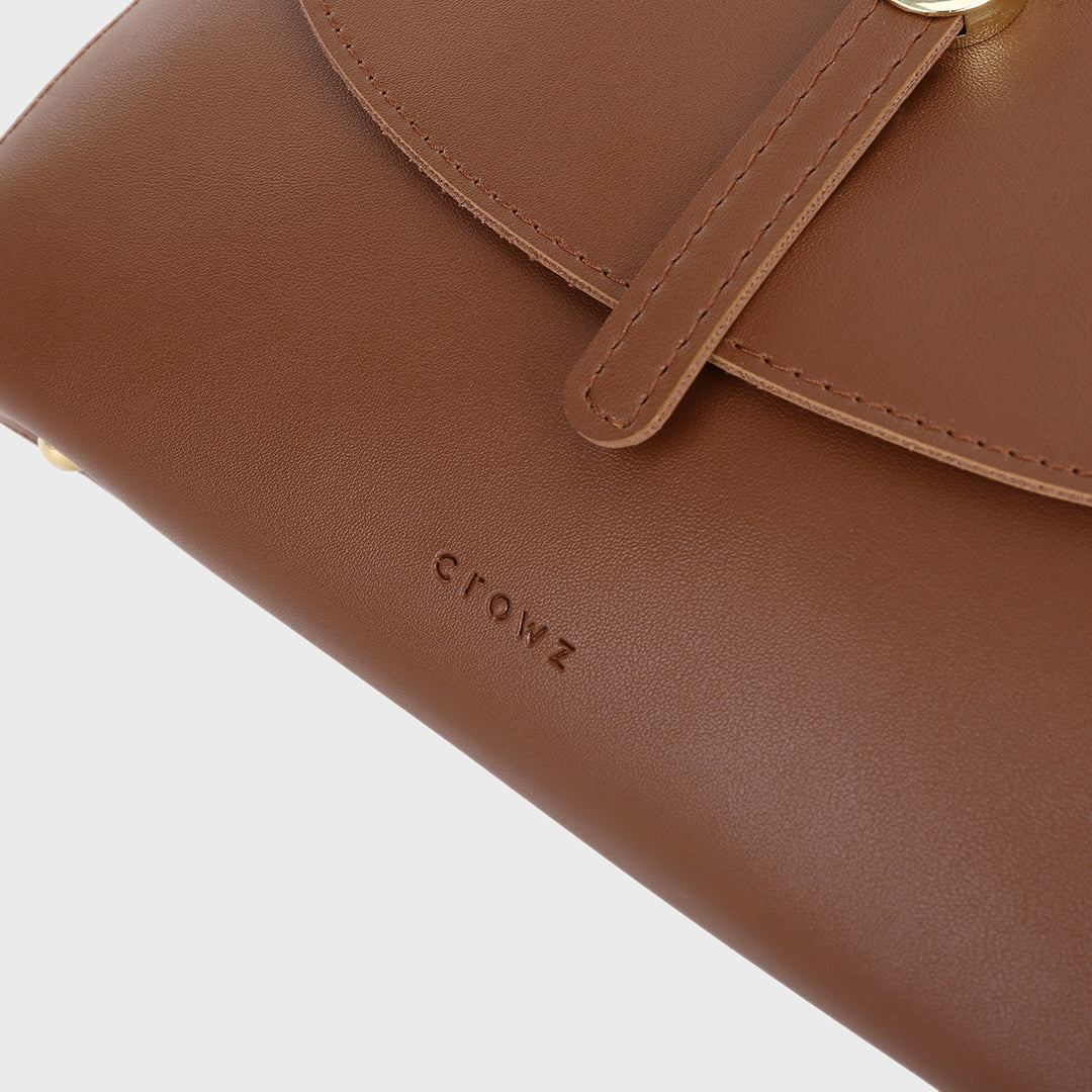 Metal stud strap flap PU leather crossbody bag