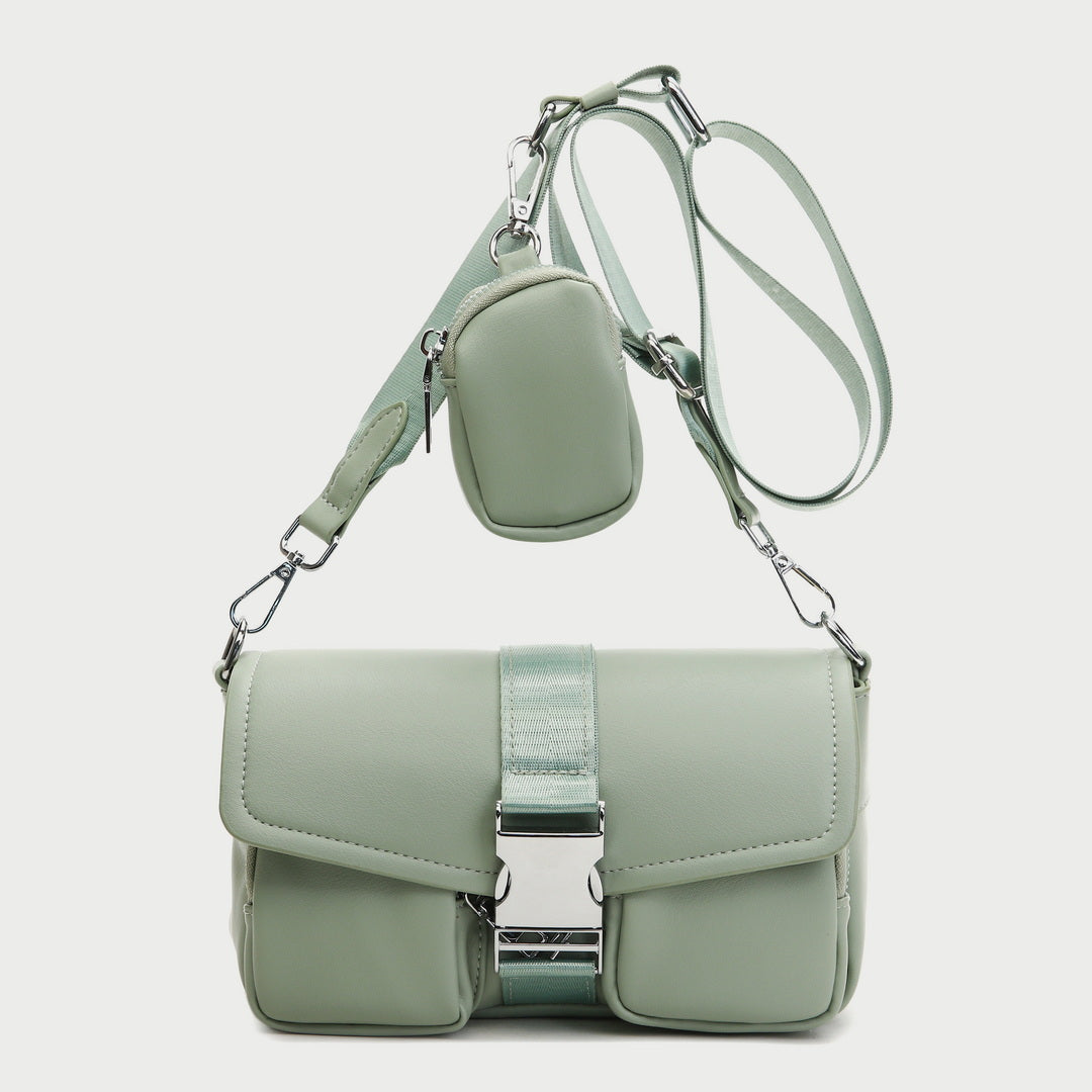 Metal buckle strap mini pouch accessory PU leather crossbody bag