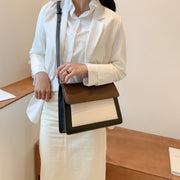 Colourblock classic flap-style PU leather crossbody bag
