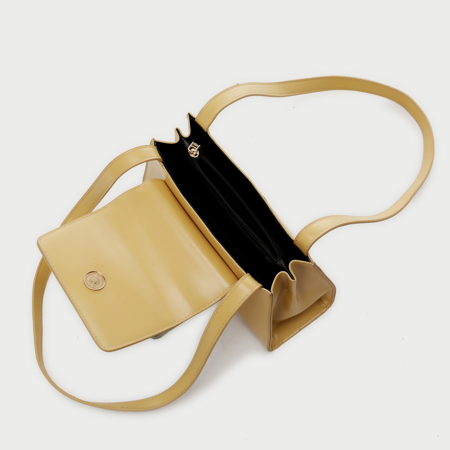 Faux pearl embellished flap PU leather shoulder bag