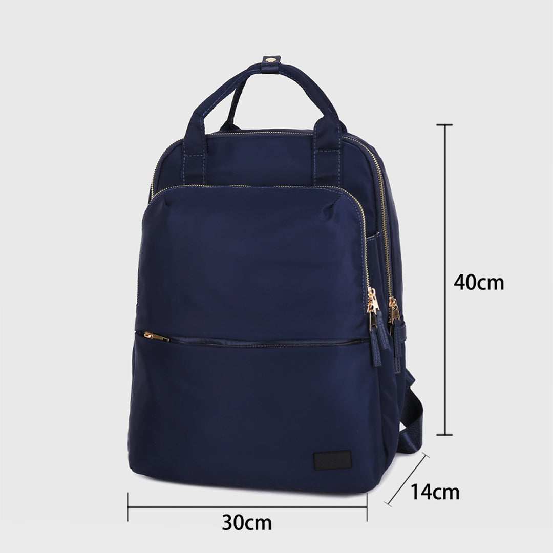 Top handle zip compartment minimalistic unisex nylon backpack