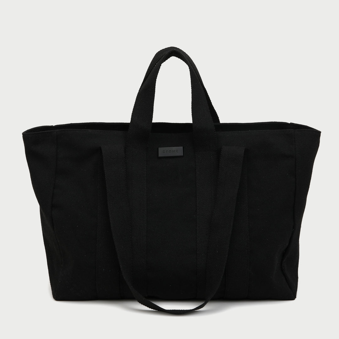 Contrast handle roomy canvas tote bag