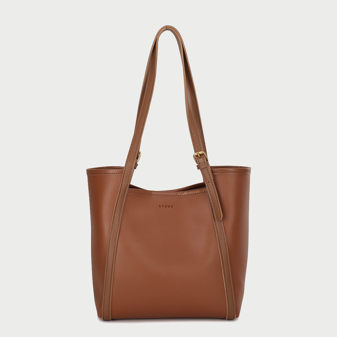 Sculptural PU leather shoulder bag (2-in-1 set)
