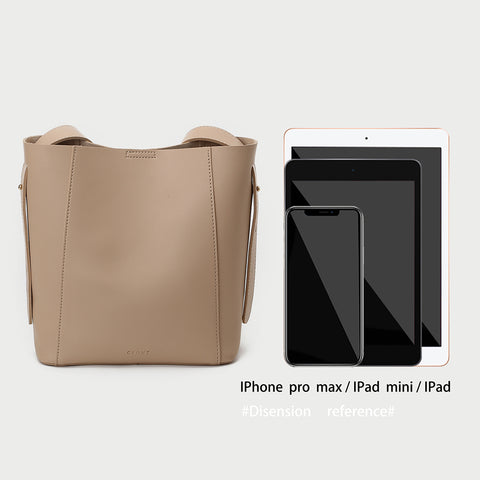 Topstitching PU leather 2-in-1 bucket bag