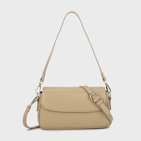 Minimalistic flap-style PU leather shoulder bag (With an extra strap)