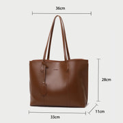 Modern minimal dual compartment zip pocket roomy PU leather tote