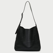 Minimalistic style adjustable shoulder strap PU leather bucket bag