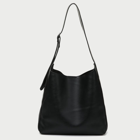 Minimalistic style adjustable shoulder strap PU leather bucket bag
