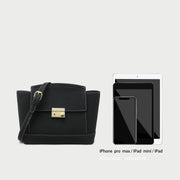 Modern metal-closure flap sculptural faux suede crossbody bag
