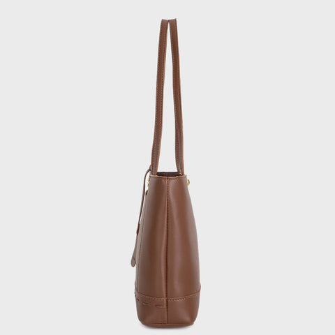 Topstitching stud detail PU leather shoulder bag