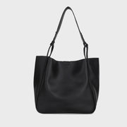Loop detail handle PU leather bucket bag