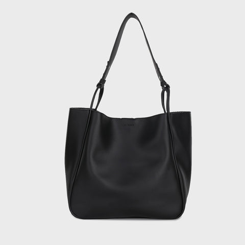 Loop detail handle PU leather bucket bag