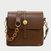 Retro studded flap chained strap PU leather crossbody bag