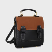 Classic retro multi-style colourblock PU leather backpack