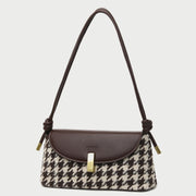 Metal clasp flap knotted strap PU leather shoulder bag