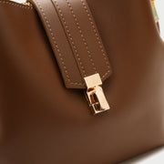 Patterned strap two-compartment PU leather crossbody bag